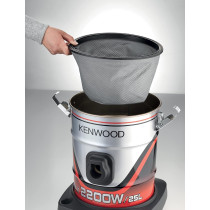 Kenwood Drum Vacuum Cleaner 2200W 25L Tank Vacuum Cleaner With 8M Extra Long Power Cord, Removable And Washable Filter, Multi Surface For Home And Office, Black/Red, VDM60.000BR, 1 Year Warranty