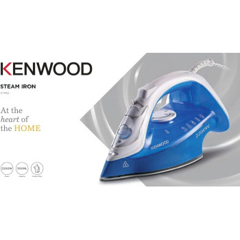 Kenwood Steam Iron 2200W With Ceramic Soleplate, Anti-Drip, Anti-Calc, Self Clean, Continuous Steam, Burst, Spray Function, White/Blue, STP60.000WB, 1 Year Warranty