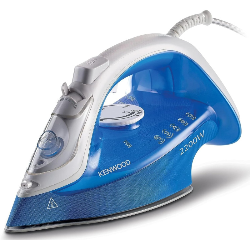 Kenwood Steam Iron 2200W With Ceramic Soleplate, Anti-Drip, Anti-Calc, Self Clean, Continuous Steam, Burst, Spray Function, White/Blue, STP60.000WB, 1 Year Warranty