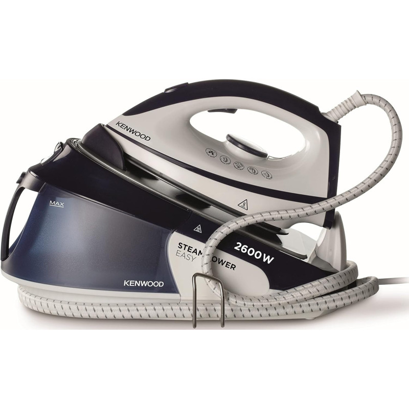 Kenwood Steam Iron Steam Station 2600W With 1.8L Water Tank Capacity, Ceramic Soleplate, 180g Steam Shot, Anti Drip, Auto Shut Off, Self Clean Function, White/Blue, SSP20.000WB, 1 Year Warranty