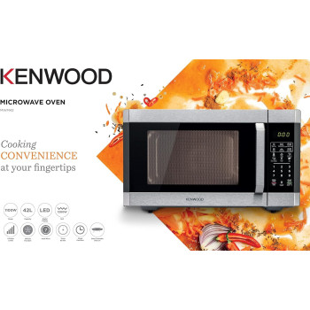 Kenwood 42L Microwave Oven With Grill, Digital Display, 5 Power Levels, Defrost Function, Stainless Steel, Auto Menu, 99 Minutes Timer, Clock Function 1100W, Black/Silver, â€ŽMWM42.000BK, 1 Year Warranty