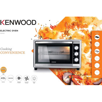 Kenwood 45L Toaster Oven - Oven Toaster Grill Large Capacity Double Glass Door Multifunctional With Rotisserie And Convection Function For Grilling, Toasting, Broiling, Baking, Defrosting, Silver, MOM45, 1 Year Warranty