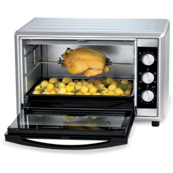 Kenwood 45L Toaster Oven - Oven Toaster Grill Large Capacity Double Glass Door Multifunctional With Rotisserie And Convection Function For Grilling, Toasting, Broiling, Baking, Defrosting, Silver, MOM45, 1 Year Warranty