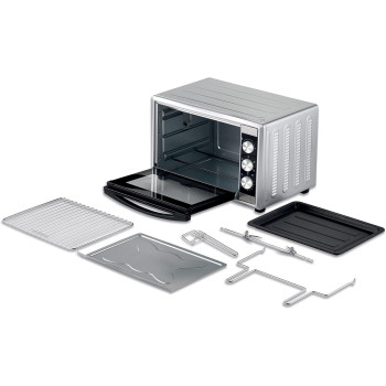 Kenwood 45L Toaster Oven - Oven Toaster Grill Large Capacity Double Glass Door Multifunctional With Rotisserie And Convection Function For Grilling, Toasting, Broiling, Baking, Defrosting, Silver, MOM45, 1 Year Warranty