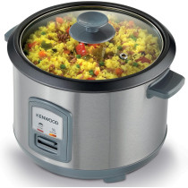 Kenwood 2-In-1 Rice Cooker 1.8L, 10-Cups Rice With Food Steamer Basket, Non-Stick Cooking Pot, Temepered Glass Lid, Warm/Cook Lights, Spatula Holder, Detachable Cord, Silver, RCM45.000SS, 1 Year Warranty