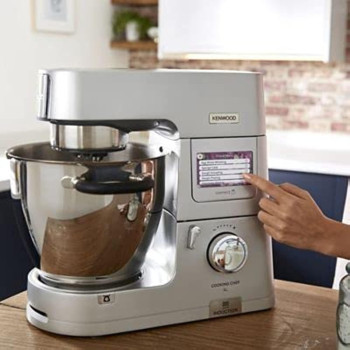 Kenwood Stand Mixer Metal Body Kitchen Machine Cooking Chef XL With Induction/Cooking Function, Built-In Weighing Scale, SS Bowl And Food Steamer,5 Tools,Glass Blender,Food Processor, Silver, KCL95.424SI, 1 Year Warranty