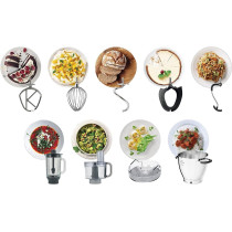 Kenwood Stand Mixer Metal Body Kitchen Machine Cooking Chef XL With Induction/Cooking Function, Built-In Weighing Scale, SS Bowl And Food Steamer,5 Tools,Glass Blender,Food Processor, Silver, KCL95.424SI, 1 Year Warranty