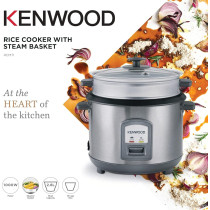 Kenwood 2-In-1 Rice Cooker 2.8L, 16-Cups Rice With Food Steamer Basket, Non-Stick Cooking Pot, Temepered Glass Lid, Warm/Cook Lights, Spatula Holder, Detachable Cord, Silver, RCM71.000SS, 1 Year Warranty
