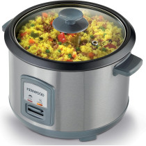 Kenwood 2-In-1 Rice Cooker 2.8L, 16-Cups Rice With Food Steamer Basket, Non-Stick Cooking Pot, Temepered Glass Lid, Warm/Cook Lights, Spatula Holder, Detachable Cord, Silver, RCM71.000SS, 1 Year Warranty