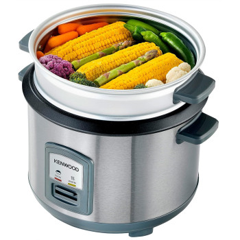 Kenwood 2-In-1 Rice Cooker 2.8L, 16-Cups Rice With Food Steamer Basket, Non-Stick Cooking Pot, Temepered Glass Lid, Warm/Cook Lights, Spatula Holder, Detachable Cord, Silver, RCM71.000SS, 1 Year Warranty