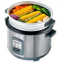 Kenwood 2-In-1 Rice Cooker 2.8L, 16-Cups Rice With Food Steamer Basket, Non-Stick Cooking Pot, Temepered Glass Lid, Warm/Cook Lights, Spatula Holder, Detachable Cord, Silver, RCM71.000SS, 1 Year Warranty