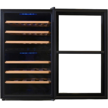 Kenwood Beverage Cooler 43 Bottles Wine Refrigerator With Dual Temperature Zone, Double Glass Door, Blue Light, Smart Control, Black, BCW43.000BK, 1 Year Warranty