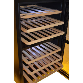 Kenwood Beverage Cooler 43 Bottles Wine Refrigerator With Dual Temperature Zone, Double Glass Door, Blue Light, Smart Control, Black, BCW43.000BK, 1 Year Warranty