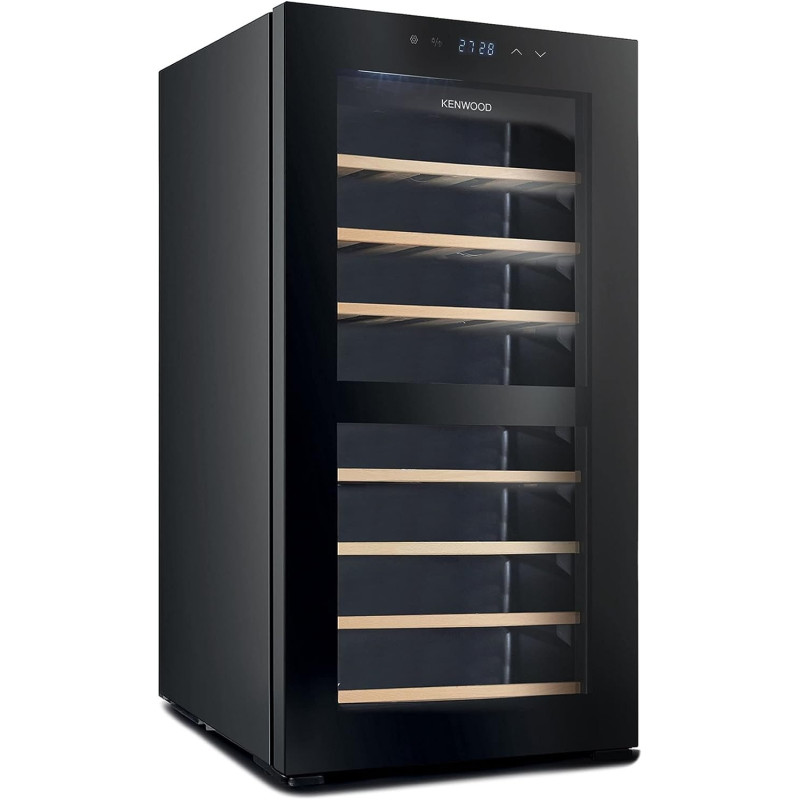 Kenwood Beverage Cooler 43 Bottles Wine Refrigerator With Dual Temperature Zone, Double Glass Door, Blue Light, Smart Control, Black, ‎BCW43.000BK, 1 Year Warranty