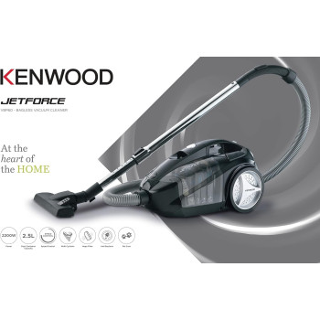 Kenwood Vacuum Cleaner 2200W Multi Cyclonic Bagless Canister 2.5L With 5M Cable, Surface, Speed Control, Hepa Filter, Anti Bacteria, Pet Care For Home And Office, Black, â€ŽVBP60.000BK, 1 Year Warranty