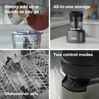 Kenwood 2-In-1 Chopper Plus Grinder 1000W Powerful Metal Grinder And Electric Chopper With Eversharp Quadblades, Dripper Pro, Spatula For Wet Chopping And Dry Grinding, Grey, CHP80.000SI, 1 Year Warranty