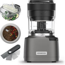 Kenwood 2-In-1 Chopper Plus Grinder 1000W Powerful Metal Grinder And Electric Chopper With Eversharp Quadblades, Dripper Pro, Spatula For Wet Chopping And Dry Grinding, Grey, CHP80.000SI, 1 Year Warranty