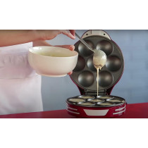 Ariete Electric Muffin And Cupcake Maker With Non-Stick Plate, 7 Moulds, 700W, Safety Lock System, Cord Wrap, Compact And Easy To Clean, Red, ART188, 1 Year Warranty