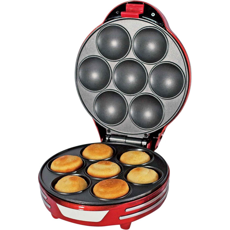 Ariete Electric Muffin And Cupcakes Maker, Thermostat, Non-stick Plate, 700W, Red, 1 Year Warranty
