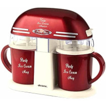 Ariete Party Time Ice Cream Maker With 2 Self-Refrigerating Mugs, 15W, 2 x 400ml Capacity, Ideal For Home, Red, ART0631, 1 Year Warranty