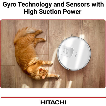 Hitachi Robot Wet And Dry Vacuum Cleaner With Wifi Control, 2700Pa Strong Suction Power, Laser-Based Lidar Navigation, Multi-Floor Mapping, Stair Safety, Black/White, RVX15N, 1 Year Warranty