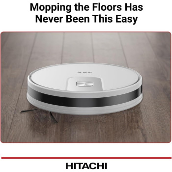 Hitachi Robot Wet And Dry Vacuum Cleaner With Wifi Control, 2700Pa Strong Suction Power, Laser-Based Lidar Navigation, Multi-Floor Mapping, Stair Safety, Black/White, RVX15N, 1 Year Warranty