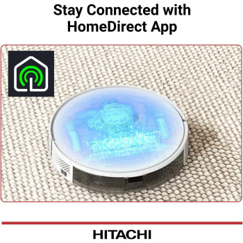 Hitachi Robot Wet And Dry Vacuum Cleaner With Wifi Control, 2700Pa Strong Suction Power, Laser-Based Lidar Navigation, Multi-Floor Mapping, Stair Safety, Black/White, RVX15N, 1 Year Warranty