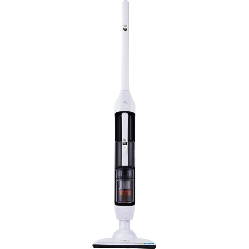 Hitachi Cordless Stick Vacuum Cleaner Light Weight, 18V Lithium Ion Battery, 2 In 1 Design Good For Hard Floor And Rug, Dry Mop Head, Crevice Nozzle, Charging Station, White/Black, PVX90K240PWH, 1 Year Warranty