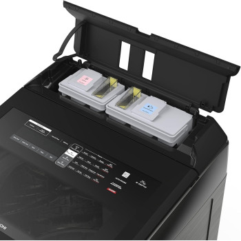 Hitachi Premium 25kg Top Load Washing Machine, Dual Jet, 16 Programs Fully Automatic Washer With Detergent And Fabric Softener Auto Dosing System, Abaya Wash Program Powered Inverter, Black/Grey, SFP250ZFVAD3CGXSS, 1 Year Warranty