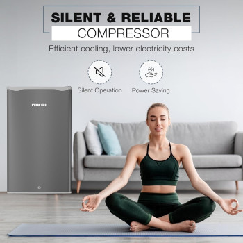Nikai 125L Gross/90L Net, Single Door Mini Refrigerator, Compact Small Size Fridge With Separate Chiller Compartment, 2 Shelves And Bottle Storage Racks, For Home, Office, Bedroom, Silver, NRF125SS1, 1 Year Warranty