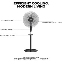 Nikai 16 Inch Pedestal Fan, 45 Watts Power, T" Class Motor, High-Performance Copper Motor, Wide Angle Oscillation, 5 Leaf "AS" Blades, 3 Speeds, Energy-Efficient, Ideal For Home And Office, Black, NPF1631T, 1 Year Warranty