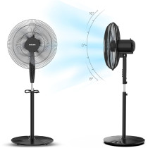 Nikai 16 Inch Pedestal Fan, 45 Watts Power, T" Class Motor, High-Performance Copper Motor, Wide Angle Oscillation, 5 Leaf "AS" Blades, 3 Speeds, Energy-Efficient, Ideal For Home And Office, Black, NPF1631T, 1 Year Warranty