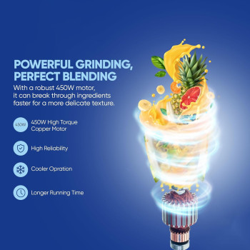 Nikai 450W 2-In-1 Blender 1.5 L Unbreakable PC Jar, 3 Speeds, Stainless Blades, Easy To Clean Detachable Parts, Perfect For Blending And Grinding, White, NB2511AX, 1 Year Warranty