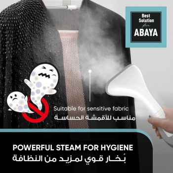 Nikai Garment Steamer 2000W, 10 Steam Levels, 2L Tank, 2-In-1 Double Aluminium Extendable Poles And Ironing Board, Thermostat Protection, Suit Hanger, White, NGS892AB, 1 Year Warranty