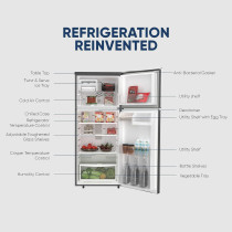 Nikai 425L Gross/254L Net, Double Door Top Mount Refrigerator, No Frost Fridge, Glass Shelves, R600A Refrigerant, Best For Home And Office, Silver, NRF425FSS, 1 Year Warranty