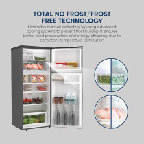 Nikai 425L Gross/254L Net, Double Door Top Mount Refrigerator, No Frost Fridge, Glass Shelves, R600A Refrigerant, Best For Home And Office, Silver, NRF425FSS, 1 Year Warranty