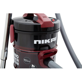 Nikai 25 Liter, 2000 W Vacuum Cleaner With Blower Attachment And Telescopic Tube, 360-Degree Wheels For Movement, Black/Red, NVC350T, 1 Year Warranty