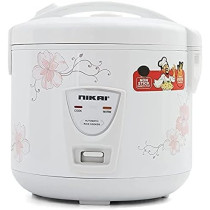 Nikai 1.8 L, 640-762W Electric Rice Cooker With Non-Stick Tefflon Coated Pot, Cook, Steam And Keep Warm Function For Flawless Meals, Detachable Cord For Convenience Serving, White, NR67N3, 1 Year Warranty