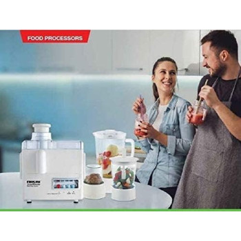 Nikai 300W, 1.6L 4-In-1 Food Processor, Juicer, Blender, Meat Chopper, Grinder, 2 Speeds + Pulse, Powerful Motor, Stainless Steel Blade, Perfect For Dry And Wet Fine Grinding, Mixing And Juicing, White, NFP1724N, 1 Year Warranty