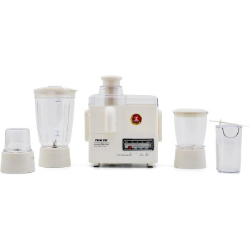 Nikai 300W, 1.6L 4-In-1 Food Processor, Juicer, Blender, Meat Chopper, Grinder, 2 Speeds + Pulse, Powerful Motor, Stainless Steel Blade, Perfect For Dry And Wet Fine Grinding, Mixing And Juicing, White, NFP1724N, 1 Year Warranty