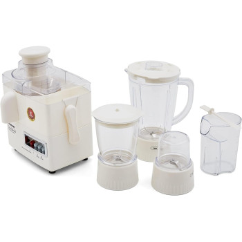 Nikai 300W, 1.6L 4-In-1 Food Processor, Juicer, Blender, Meat Chopper, Grinder, 2 Speeds + Pulse, Powerful Motor, Stainless Steel Blade, Perfect For Dry And Wet Fine Grinding, Mixing And Juicing, White, NFP1724N, 1 Year Warranty