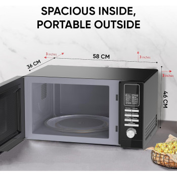 Nikai 900 Watts Metal Microwave Oven, Black, 20 Liters, 1 Year Warranty