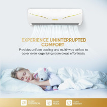 Nikai Split Air Conditioner 1.5 Ton, Energy Efficient Cooling With T3 Tropical Rotary Compressor, Turbo Mode, 4 Way Swing, Gold Fin, Auto Restart, 18000 BTU AC, Ideal For Home And Office, White, NSAC18131N23, 1 Year Warranty