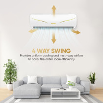 Nikai Split Air Conditioner 1.5 Ton, Energy Efficient Cooling With T3 Tropical Rotary Compressor, Turbo Mode, 4 Way Swing, Gold Fin, Auto Restart, 18000 BTU AC, Ideal For Home And Office, White, NSAC18131N23, 1 Year Warranty