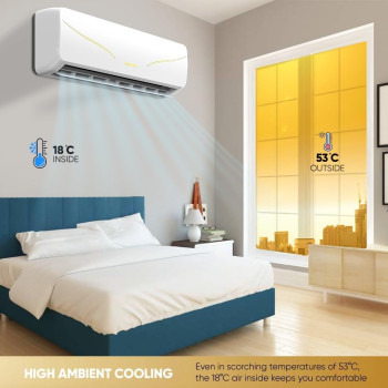 Nikai Split Air Conditioner 1.5 Ton, Energy Efficient Cooling With T3 Tropical Rotary Compressor, Turbo Mode, 4 Way Swing, Gold Fin, Auto Restart, 18000 BTU AC, Ideal For Home And Office, White, NSAC18131N23, 1 Year Warranty