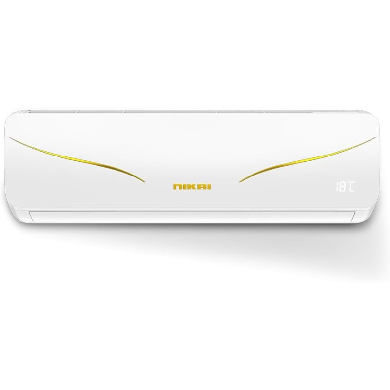 Nikai Split Air Conditioner 1.5 Ton, Energy Efficient Cooling With T3 Tropical Rotary Compressor, Turbo Mode, 4 Way Swing, Gold Fin, Auto Restart, 18000 BTU AC, Ideal For Home And Office, White, NSAC18131N23, 1 Year Warranty