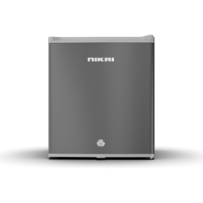 Nikai 65L Gross/42L Net, Compact Single Door Mini Refrigerator, Portable Small Size Fridge, Toughened Glass Shelves, Vegetable Crisper, Bottle Storage Racks, For Home, Office, Bedroom, Silver, NRF65N6S, 1 Year Warranty