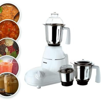 Nikai 750W 3-In-1 Blender, 1.5L Jar, 18000 RPM Turbo Motor, Durable ABS Body, Stainless Steel Blade And Jars, 3 Speeds + Pulse, Perfect For Dry And Wet Fine Grinding, Mixing And Juicing, White, NB894, 1 Year Warranty