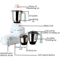 Nikai 750W 3-In-1 Blender, 1.5L Jar, 18000 RPM Turbo Motor, Durable ABS Body, Stainless Steel Blade And Jars, 3 Speeds + Pulse, Perfect For Dry And Wet Fine Grinding, Mixing And Juicing, White, NB894, 1 Year Warranty