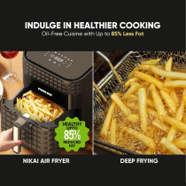 Nikai Digital Air Fryer, 1800W, XXL 5.5L Basket And 7L Pan, 7 Pre-Set Programs With Built-In Preheat Function, Viewing Window, Adjustable Temp And Timer, Black, NAF488D1, 1 Year Warranty